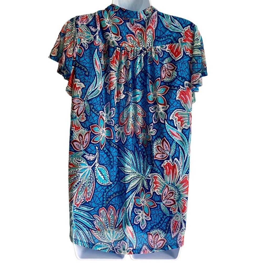 Ava & Grace Short Sleeve Quarter Button Lined Floral Top Women's Medium NEW - Picture 9 of 9
